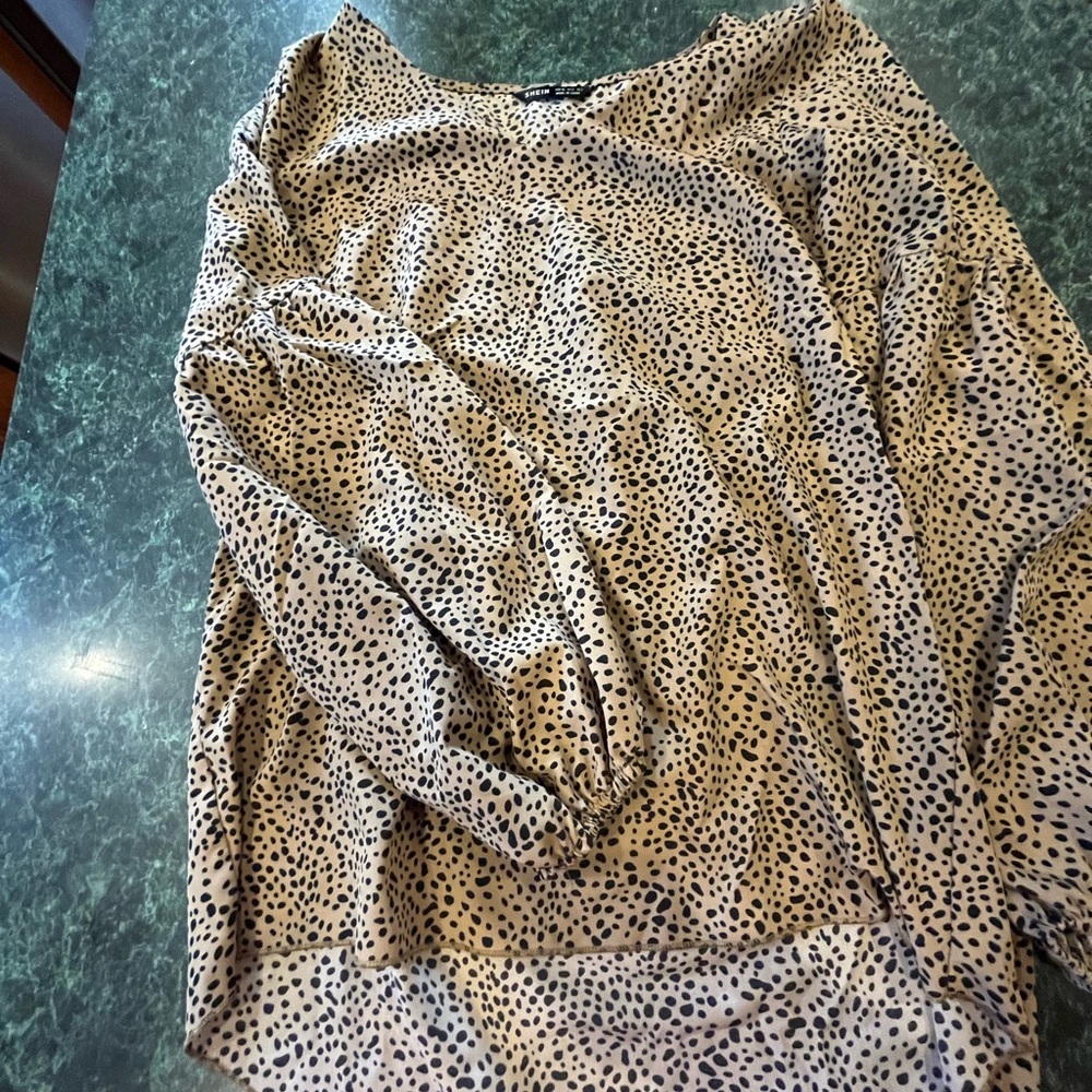 Leopard Print Long Sleeve Blouse